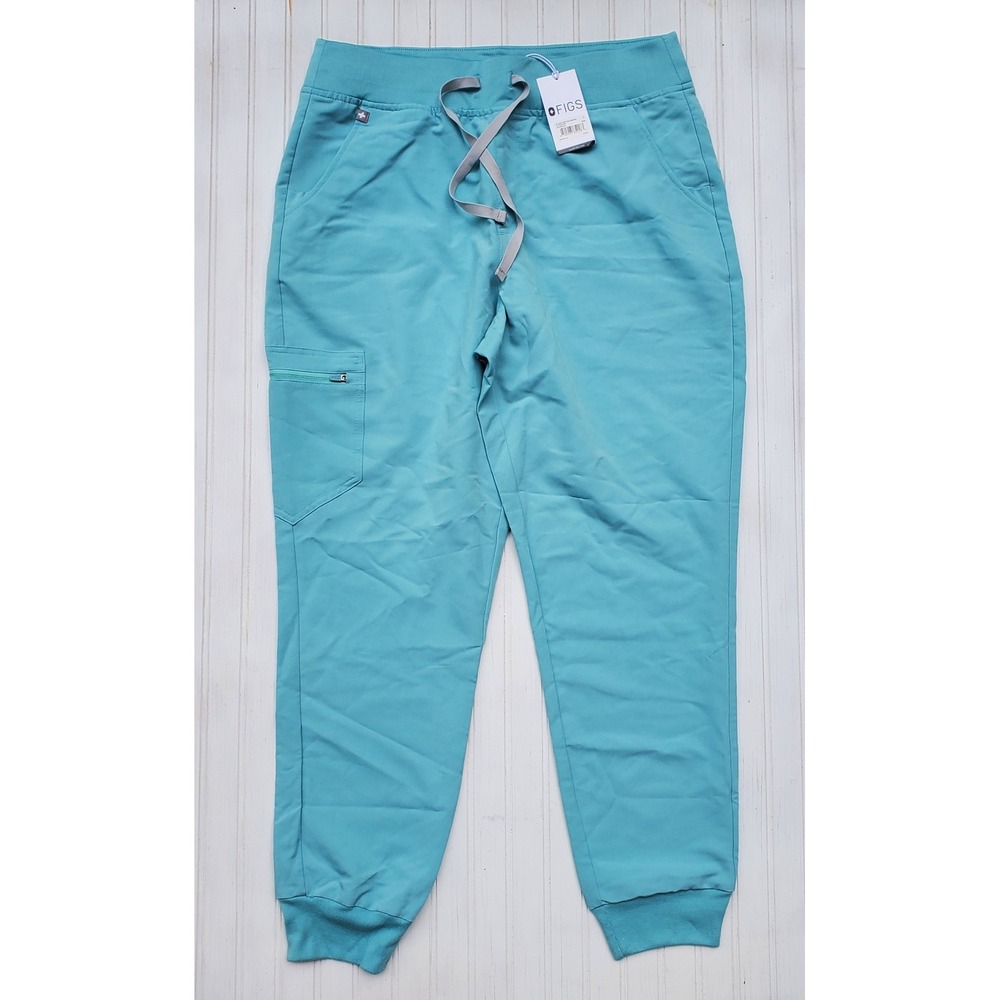 FIGS High Waisted Zamora Jogger Scrub Pants Blue Teal Aqua Large NWT W22SW2012
